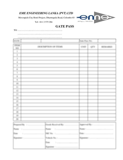 gate pass format